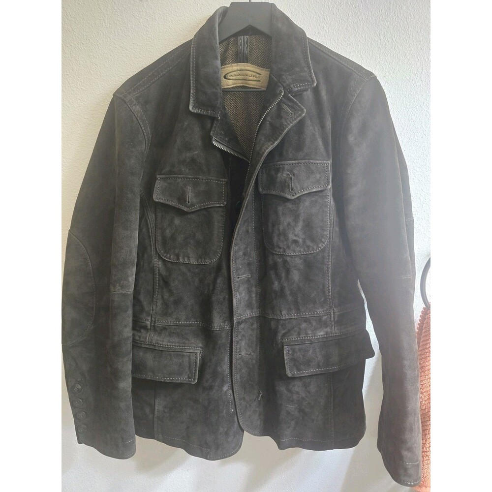 Compagnia delle Pelli Suede‎ Jacket Dark Brown for Men Size Medium Made in Italy